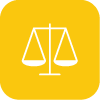 Icon of a scale of justice/beam scale.